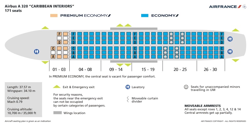 plan cabine A320-200 Air France